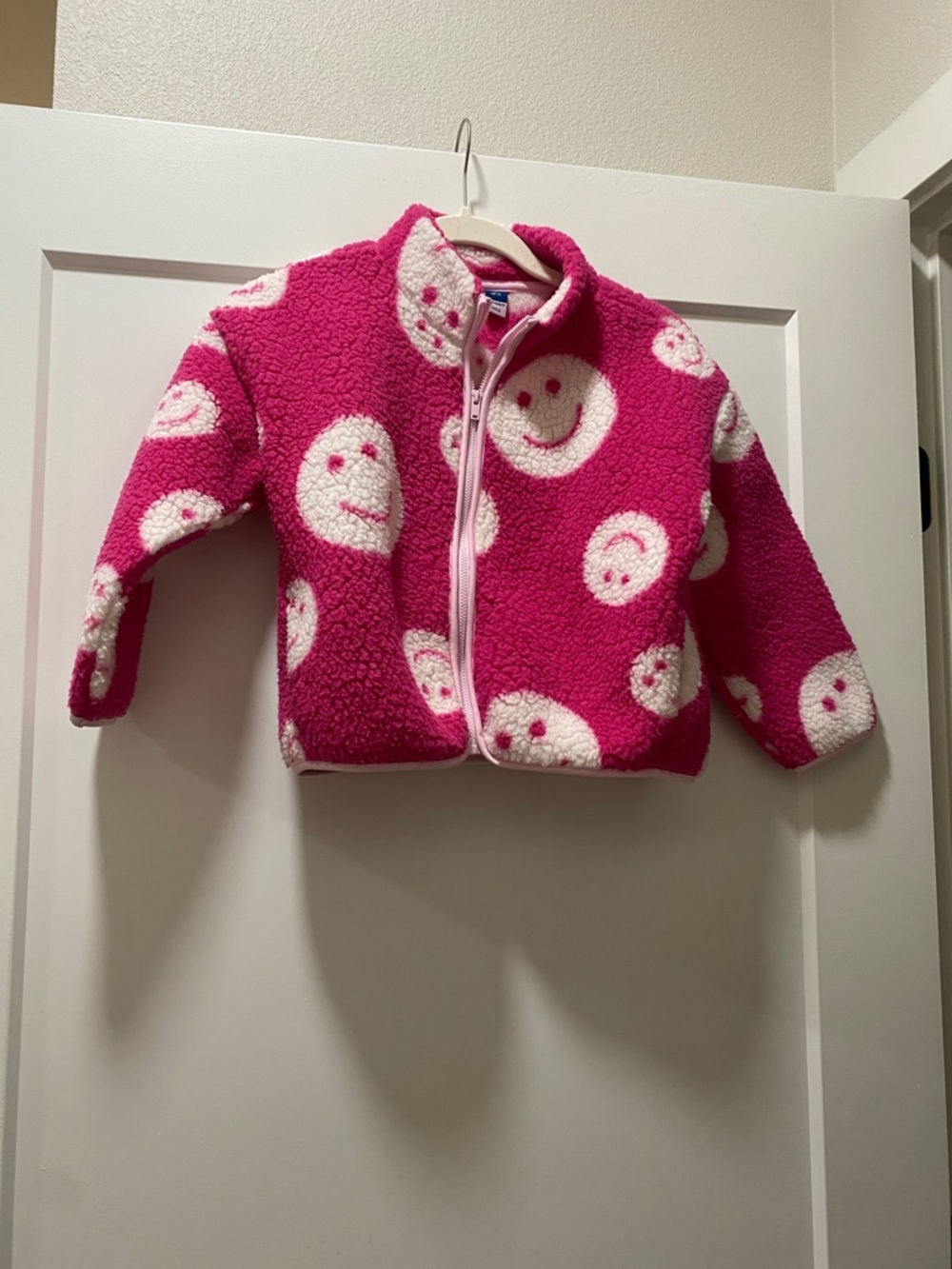Old Navy Pink & White Smile Face Sherpa Jacket